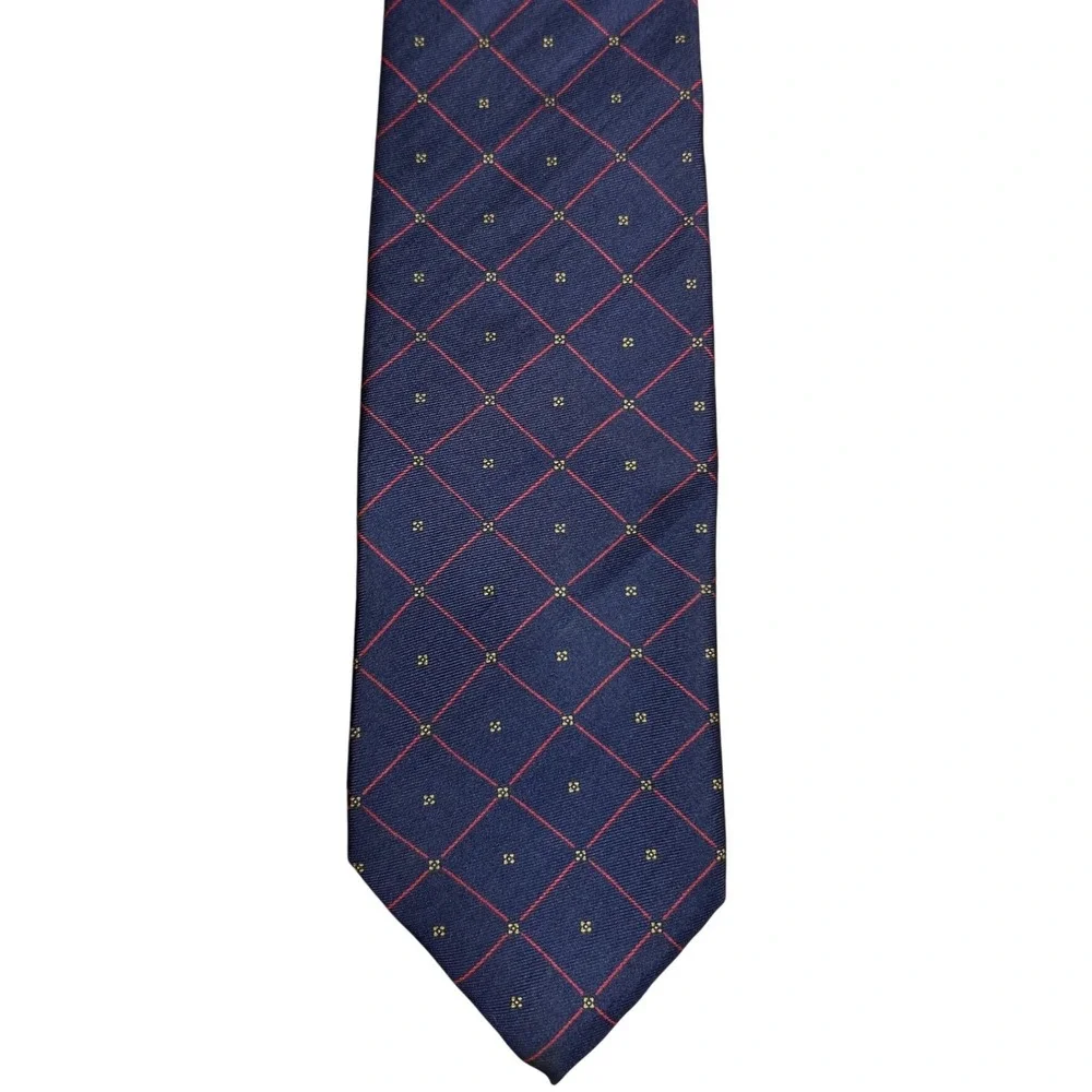 Brooks Brothers Brooksgate‎ Men's Silk Tie Navy Red Geometric Pattern 3